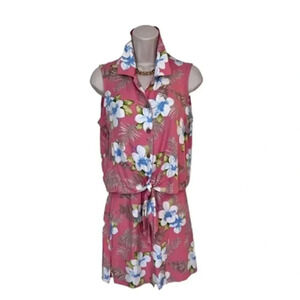 Vintage MARSH Landing pink sleeveless button down‎ liberty floral set skort med